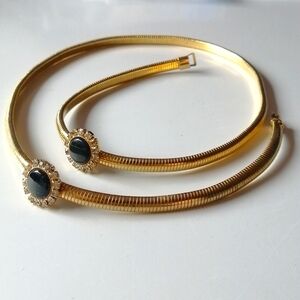 Vintage Belt Goldplated Flexible Stretch Rhinestone Omega Rare Find